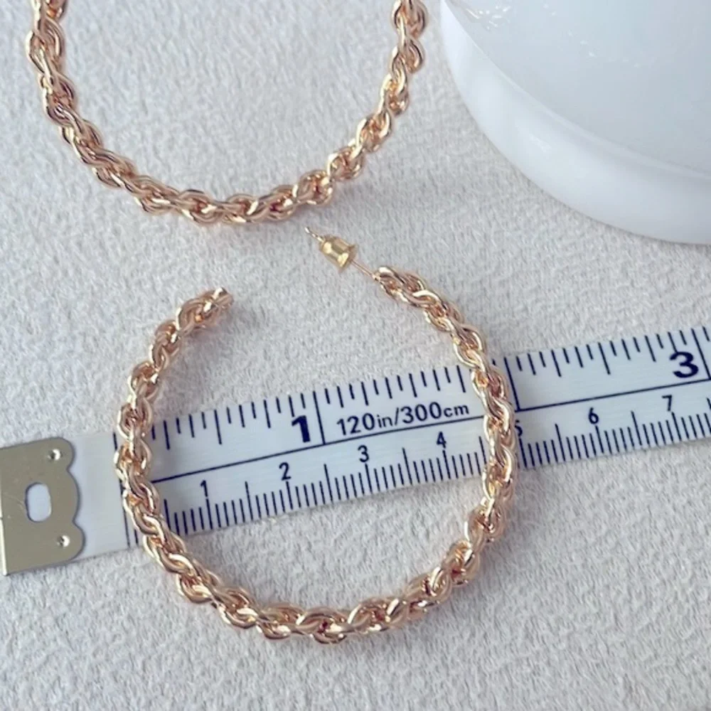 Gold chain link hoop earrings